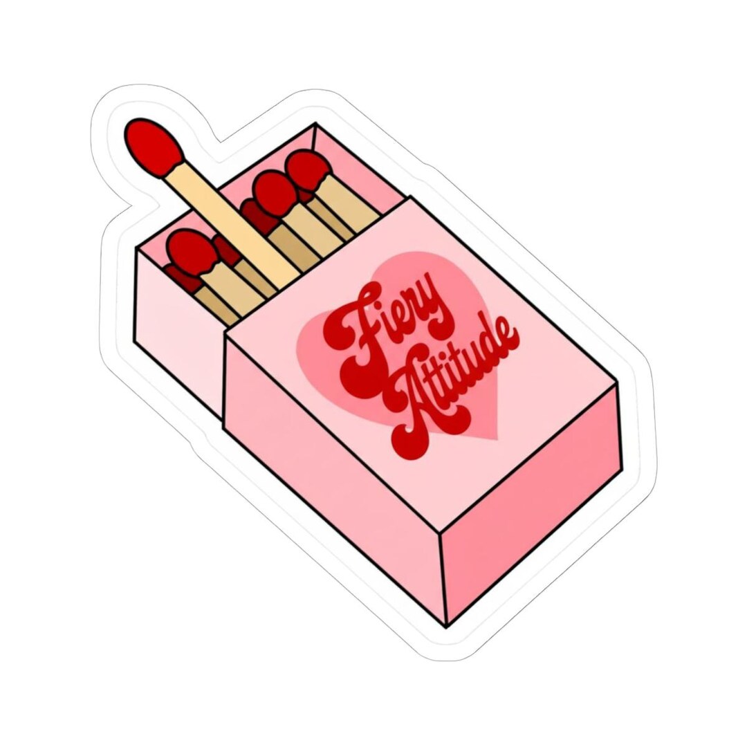 Pink Matches Sticker Girly Fiery Attitude Matchbox Sticker | Kiss-cut Vinyl Sticker, Pink ...