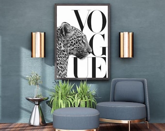 Vogue Leopard Print | Fashion Magazine Style, Modern Home Decor (Digital Download)