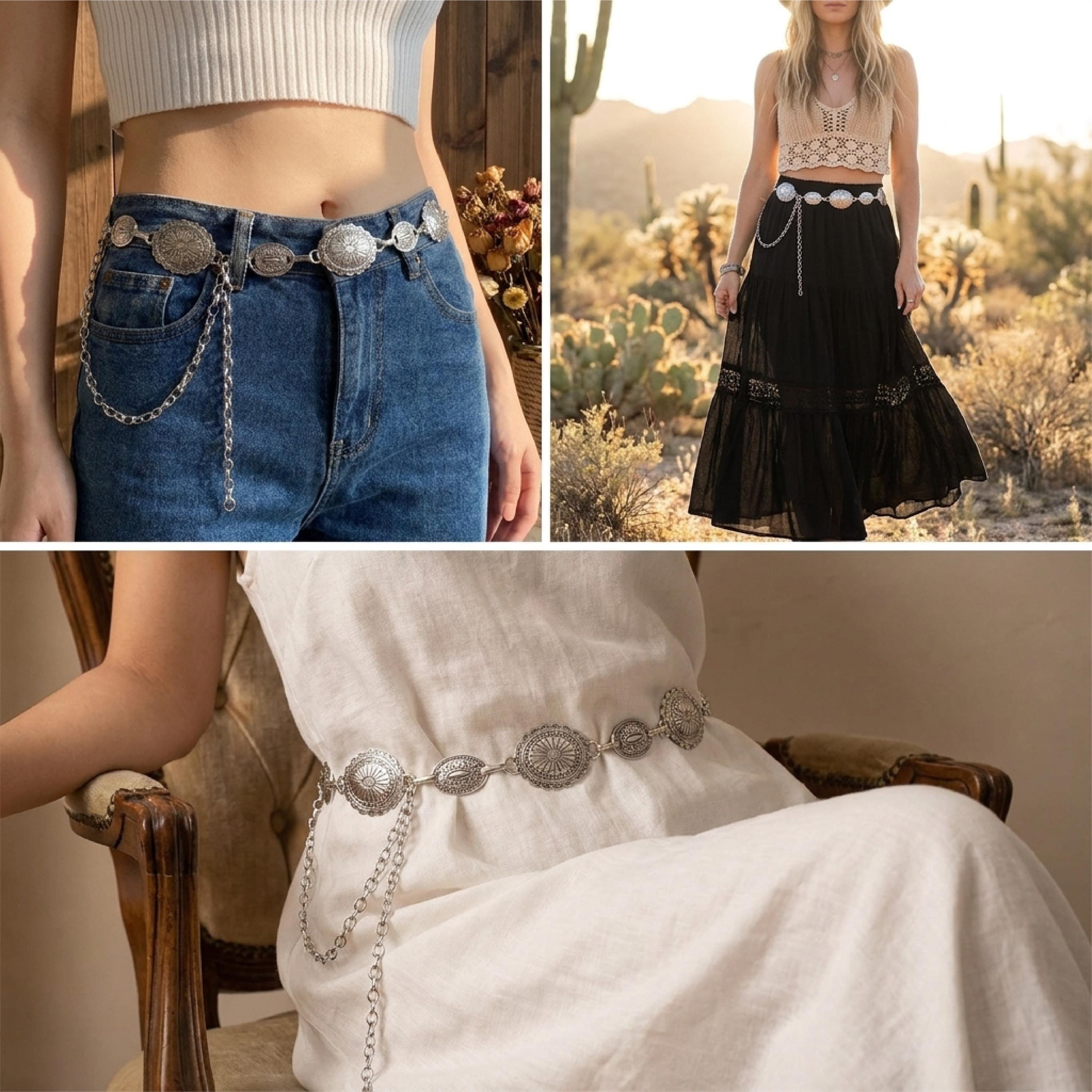 Vintage Concho Belt Southwestern Boho Western Turquoise Style Silver Cowgirl Obsessed with these vintage concho belts ? Incredible  main image 4