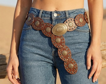 Vintage 90s Y2K Kenneth Cole Italian Leather Western Concho  display picture 1