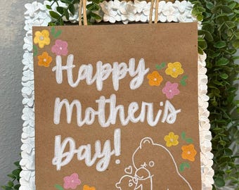 Happy Mother's Day Hand-Painted Gift Bag - Gift for Mom (10" x 8")