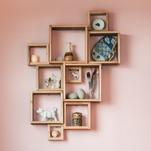 Barn wood shadow boxes / Modular square shelves /