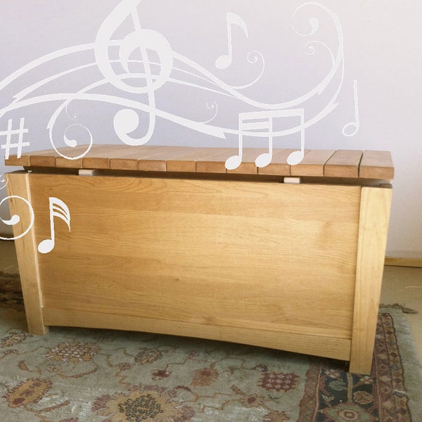 Musical cedar chest, musical toy chest, xylophone storage chest, wooden marimba hope chest