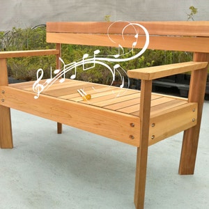 Musical Garden Bench, marimba cedar bench, musical garden bench, educational park bench image 1