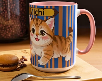 Personalized Kawaii Cat Mug Custom Name Cat Lover Gift Cute Cartoon Kitten Cup Cat Mom Mug Gift for Her