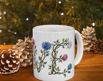 Watercolor Gentle Dog Coffee Mug | Floral Heart, Dog Lover Gift