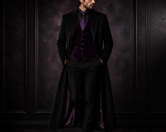 Gothic Victorian Long Coat, Black Aristocrat Tailcoat, Dark Academia Jacket