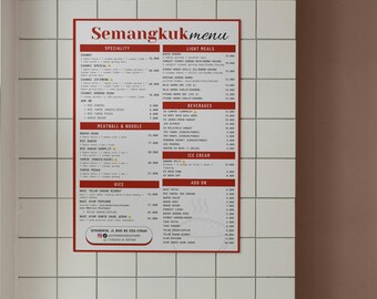 Afdrukbare restaurantmenusjabloon | Modern, bewerkbaar canvasontwerp (digitale download)