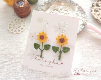 Sunflower Dangle Earrings Crochet Pattern – Micro Crochet Flower Tutorial