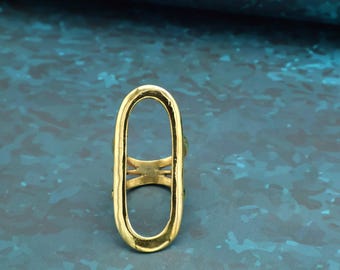 Abstrakter Gold Statement Ring, moderne skulpturale Ring, Minimalist Geometrische Schmuck, Handgemachter Messing Ring, Kunst Schmuck