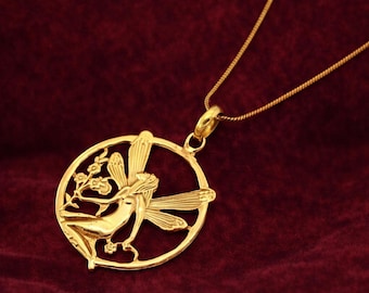Gold Fairy Pendant Necklace, Fairy Circle Charm, Nature Fairy Jewelry, Fantasy Necklace Gift for Her, Handmade Fairy Jewelry