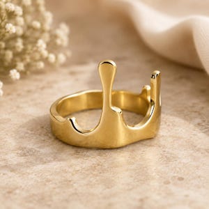 Gold Drop Ring, Liquid Gold Drip Ring, Abstract Sculptural Ring, Minimalist Statement Gold Ring, Modern Artistic Jewelry Gift for Her