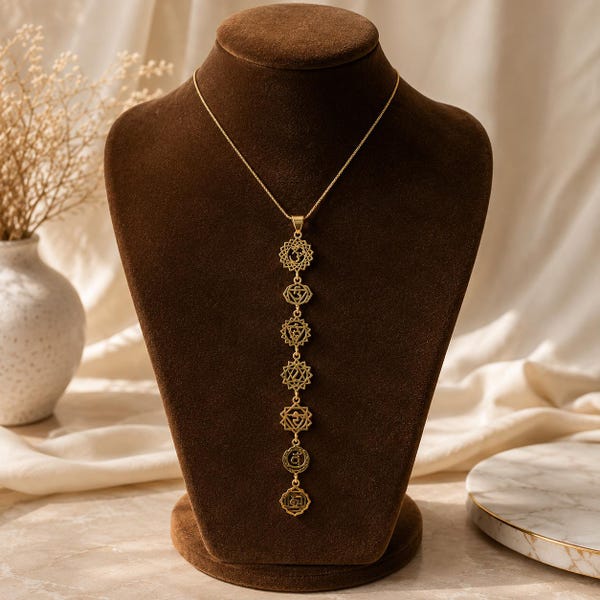 Collar Chakra Dorado, Collar con Colgante de Siete Chakras, Joyería Espiritual de Yoga, Collar de Sanación Reiki, Joyería de Meditación, Regalo Boho para Ella
