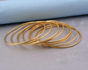 Gold Bangle Bracelet Set, Thin Stackable Gold Bangles, Minimalist Gold Bracelets, Everyday Jewelry, Gift for Her