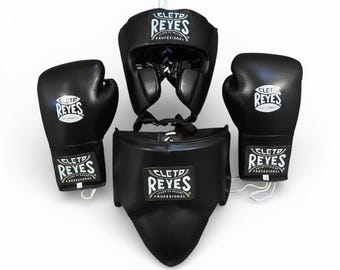 Customize Cleto reyes Boxing Gloves Set – Handmade Professional Fighters Training Head Gear | boxing set | leather gloves |Grion guard