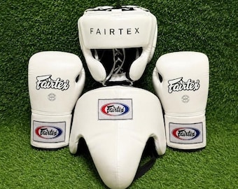 Custom Fairtex Boxing Gloves Set handmade leather boxing gloves | boxing gear | leather gloves | Grion guard, head guard ,boxing gift