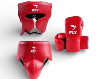 Custom Leather Boxing Glove Set – Handmade Professional Fighters Training Head Gear | fly boxing set | leather gloves |Grion guard