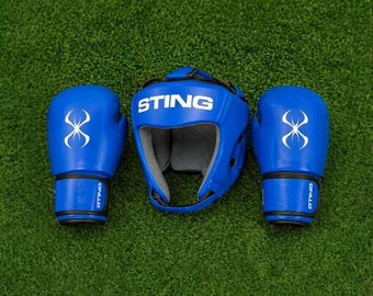 Sting boxing set | leather boxing gloves | Personalized Gift for boxers | sparring gloves, boxing gifts, headgear, boxing gear