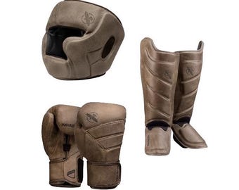 Hayabusa T3 Leather Boxing Gloves Set – Customized boxing set Training Head Gear | leather gloves | Shin guard for kickboxing |MMA,MuayThai