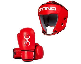 Sting Boxing gloves and Headgear | leather boxing gloves | Personalized boxing gloves for professional boxer gift | sparring gloves