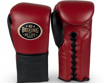No Boxing No Life Boxing Gloves Customized Training Gloves for Fighters,Handmade NBNL fight gloves | gift for Boxing lovers red black