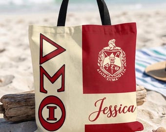 Personalized Sigma Delta Theta Tote Bag, Custom Sorority Tote Bag, Custom Beach Bag, Gift For Her, College Gift