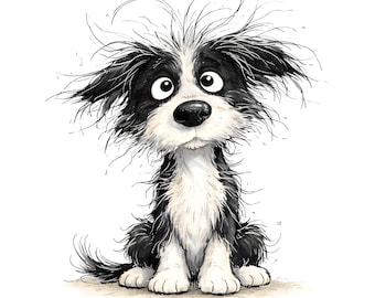 Paquete de imágenes prediseñadas de perros en acuarela, ilustración de cachorro adorable, perros de dibujos animados divertidos, archivos JPG de arte digital para revistas basura, álbumes de recortes y creación de tarjetas.