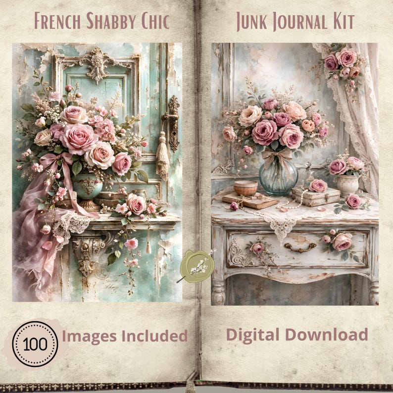 Shabby Chic Junk Journal Kit: Provence Ephemera, Victorian Pages ...