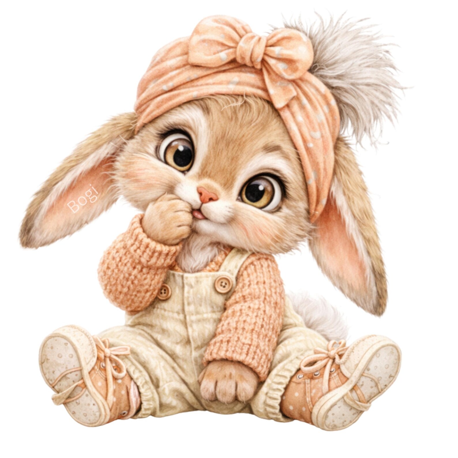 Easter Bunny Clipart Bundle – 16 Cute Baby Rabbit PNG, Pastel ...
