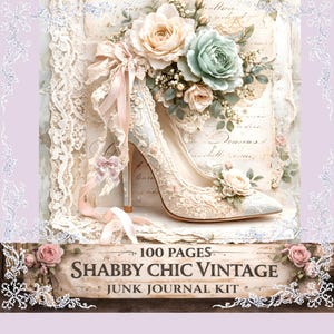Shabby Chic Junk Journal Kit: Provence Ephemera, Victorian Pages Vintage Scrapbook Paper, Romantic Floral Ephemera, Digital Download