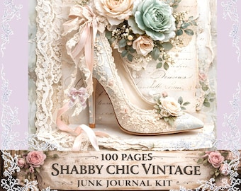 Kit de diario basura Shabby Chic: Efímeras provenzales, papel de scrapbooking vintage victoriano, efímeras florales románticas, descarga digital