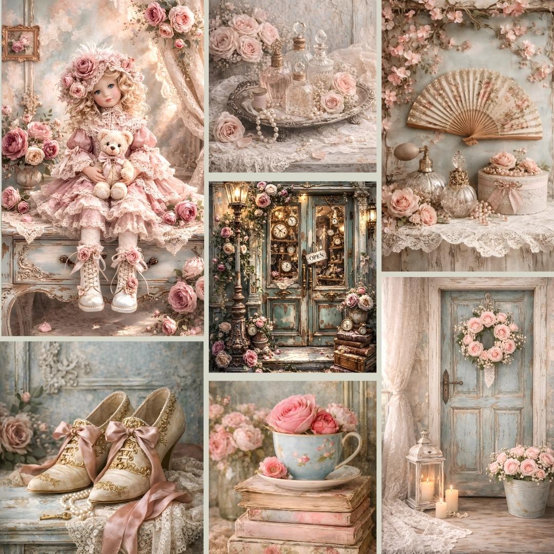 Shabby Chic Junk Journal Kit: Provence Ephemera, Victorian Pages ...