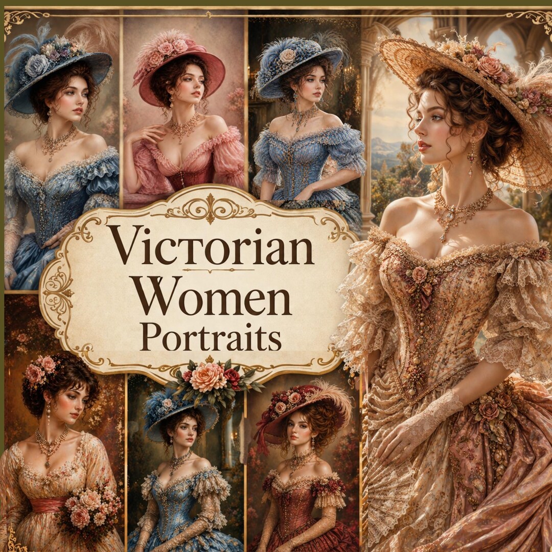 Victorian Women Portraits Junk Journal Pages Vintage Lady Collage Sheet ...