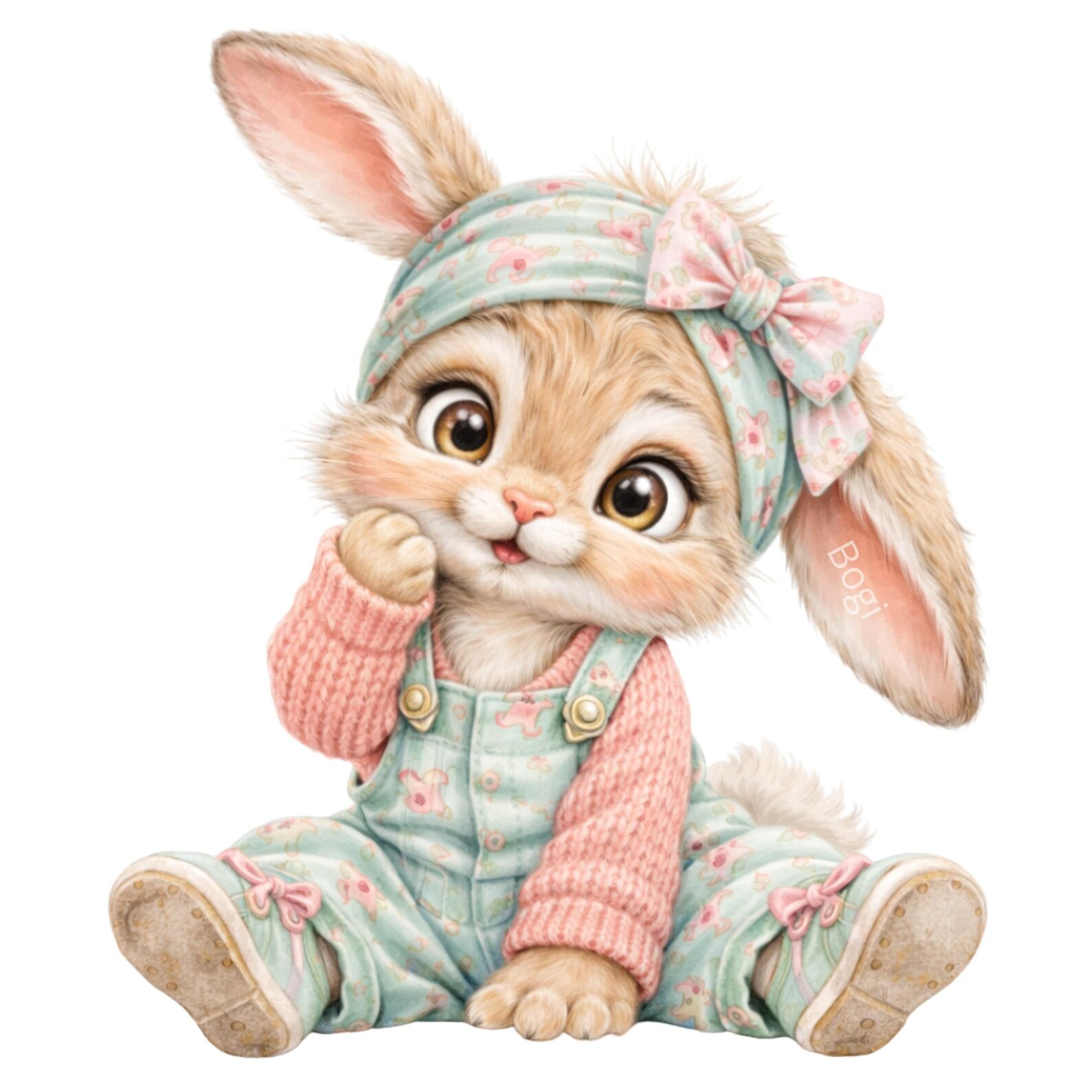 Easter Bunny Clipart Bundle – 16 Cute Baby Rabbit PNG, Pastel ...
