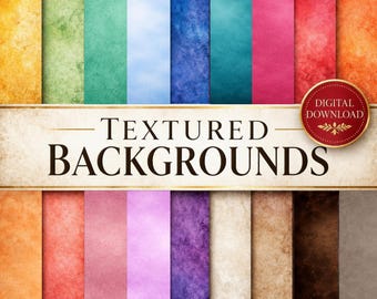 Paquete de papel con fondo texturizado, papel digital grunge, páginas para diarios creativos, imprimibles para álbumes de recortes, paquete de texturas coloridas