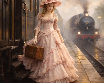 Conjunto digital de arte de mujeres victorianas: ilustraciones vintage de mujeres ferroviarias para revistas basura, álbumes de recortes y collages.