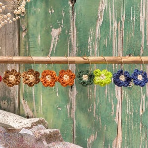 Crochet flower earrings | Boho floral hoops | Handmade jewelry | Gift for women | Cottagecore | Cotton