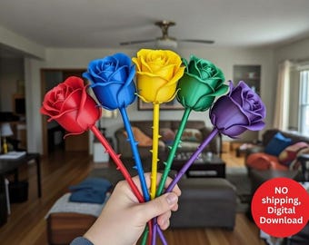 Digital Rose STL , Flower STL,3D print files, Home Decor, Valentines Day Gift