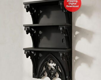 Gothic Shelf STL File, Gothic Home Decor, 3D Print File, Gothic Shelf, Wall Shelves