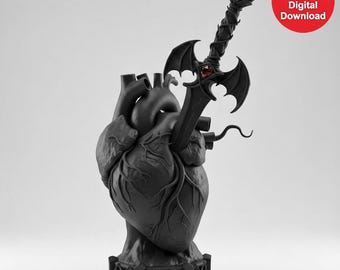 Gothic Anatomical Heart Decor, STL Files, Sword Decor, 3D Print Files