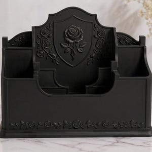 Gothic Rose Desk Organizer STL, Victorian Makeup Brush Holder, Pen Holder STL, 3D Print Files image 2
