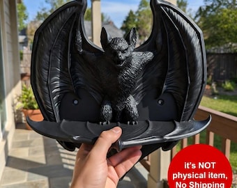 Gothic Bat Wall Shelf, Gothic Home Decor, 3D Print Files – Bat Decor - Shelf STL
