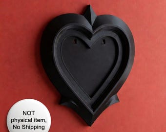 Heart, Picture Frame, STL Files, Gothic Home Decor, 3D Print Files, Photo Frame