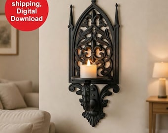 Gothic Wall Candle Holder – Gothic Home Decor - 3D Print Files- Candle Holder STL