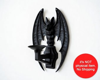 Gothic Bat Candle Holder – Gothic Decor - 3D Print Files- Candle Holder STL, STL File