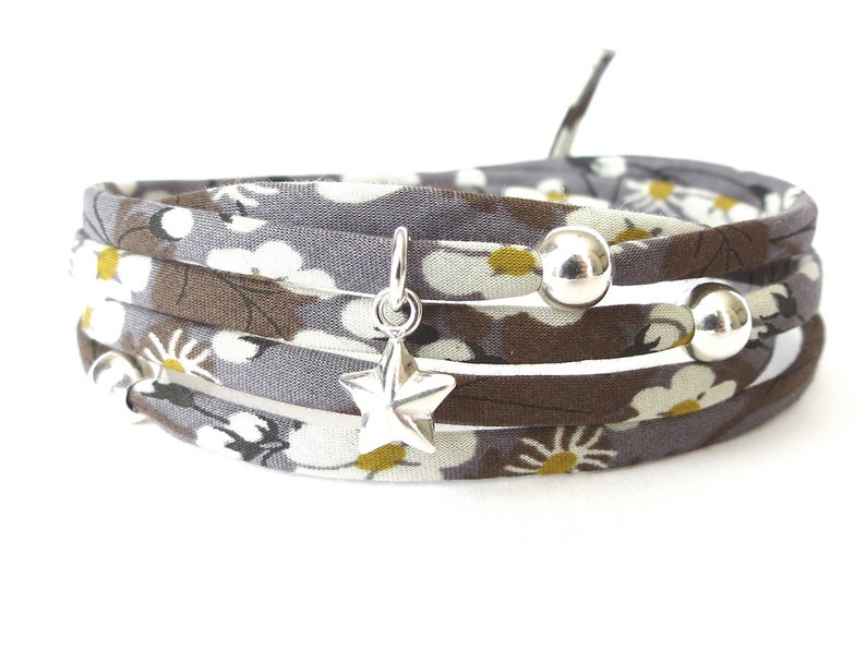 Wrap bracelet for women with Liberty fabric in charcoal grey Etsy