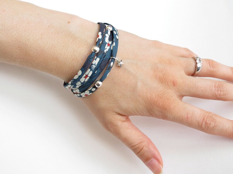 Wrap bracelet for women with Liberty fabric in charcoal grey Etsy