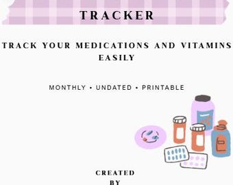 Monitoraggio farmaci e vitamine stampabile – Planner sanitario mensile non datato – PDF A4