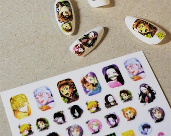 Adesivi per unghie Demon Slayer / Adesivi per nail art con simpatici personaggi anime