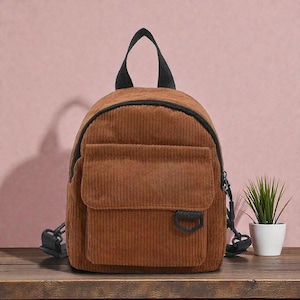 Mini corduroy-rugzak: schattige kleine studentenrugzak, casual reistas, trendy make-uptas, stijlvolle minitas voor dagelijks gebruik